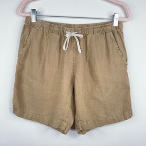Alex Crane Linen Bo Shorts Tan Drawstring Waist Neutral Size Small